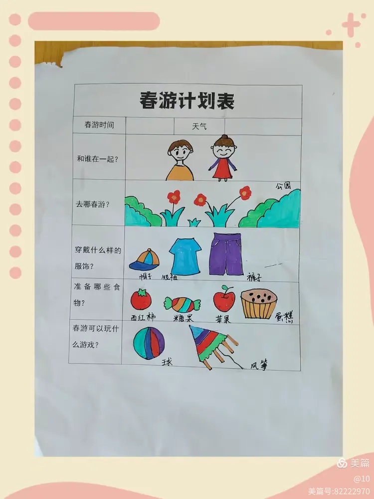 看到孩子们对春游的喜爱和热情,我们用计划表的方式,鼓励孩子与家长们